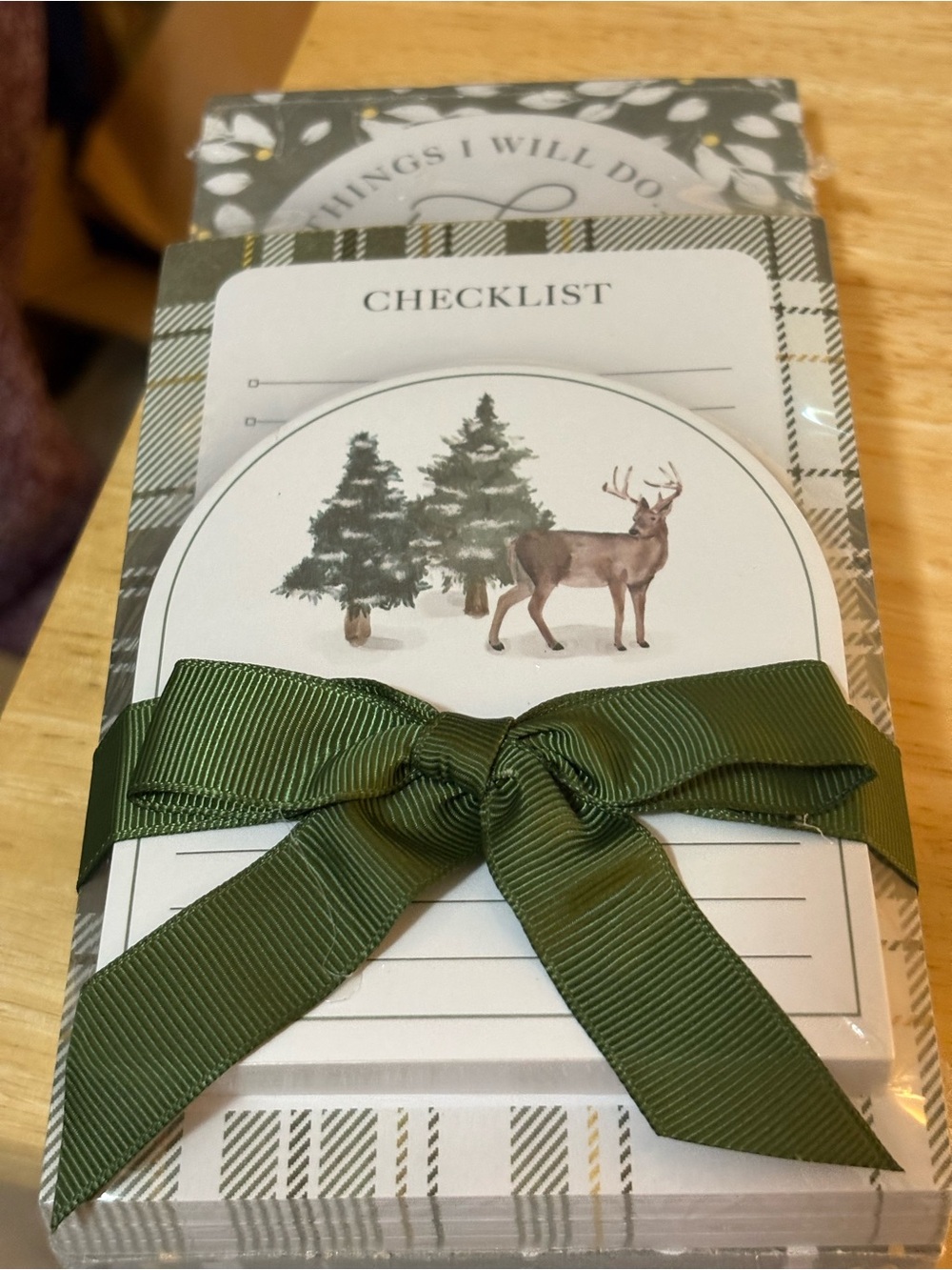 BN Set of 3 Christmas themed green notepads. Still sealed with a green bow
